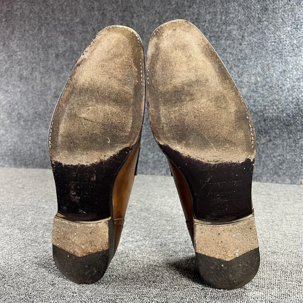 Ermenegildo Zegna Shoes Mens 10 Brown Leather Penny Loafer Dress Slip On Italy
